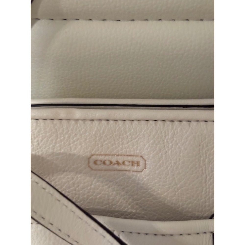Coach White Pebbled Leather Tote Bag Gold Hardware Crossbody Bag‎ vintage - Picture 2 of 7